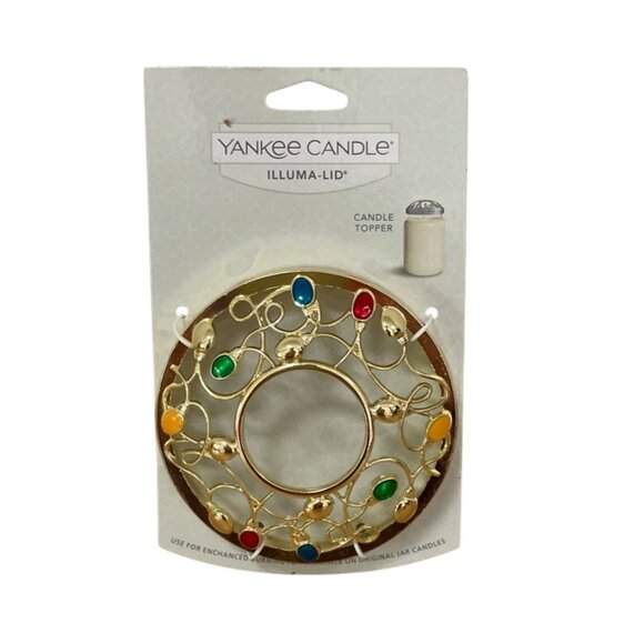 Yankee Candle Gold Illuma-Lid Candle Topper Christmas Festive Lights Design New - Picture 1 of 5